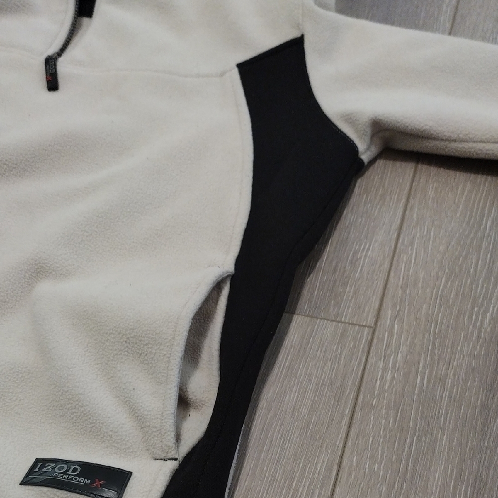 Izod Cream and Black Zip-Up Sweater - Picture 14 of 17